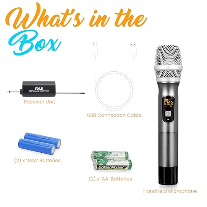 UHF Wireless Microphone System - Handheld Mic & Wireless Transmitter with Universal Plug-and-Play Audio by Pyle - Image 7