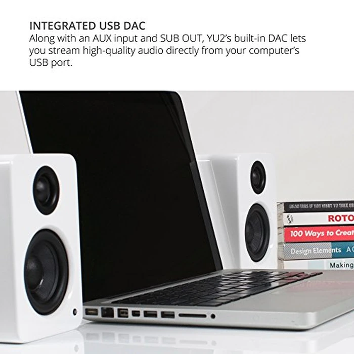 Kanto YU2MB PC Gaming Desktop Speakers | 3" Composite Drivers | 3/4" Silk Dome Tweeter | Class D Amplifier | 100 Watts | Built-in USB DAC | Subwoofer Output | Pair | Matte Black by Kanto - Image 5