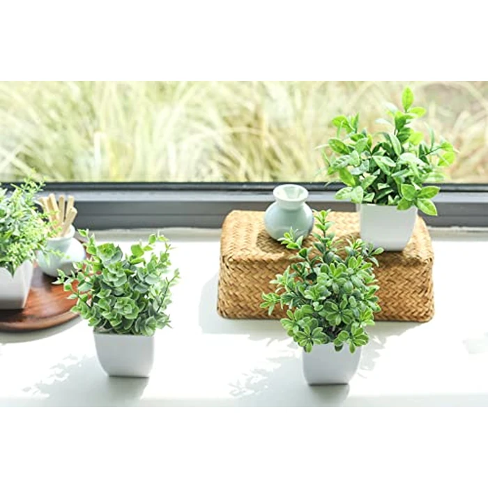 Der Rose 4 Pack Fake Plants Mini Artificial Greenery Potted Plants for Home Decor Indoor Office Table Room Farmhouse Bathroom Decor by Der Rose - Image 6