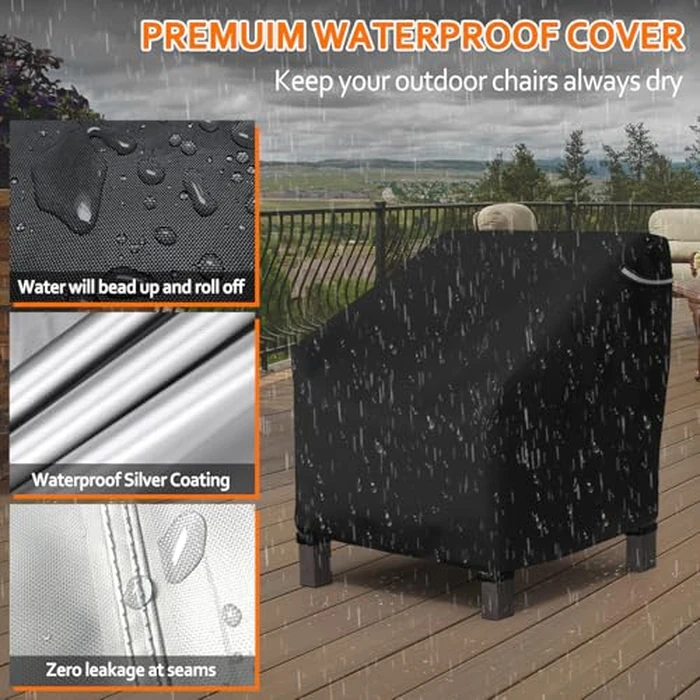STARTWO Patio Chair Covers Outdoor Furniture Covers Waterproof Fit for 32"Lx 37" W x 36"H, Lounge Deep Seat Cover, Heavy Duty Chair Covers for Lawn Furnitures, Black by STARTWO - Image 4