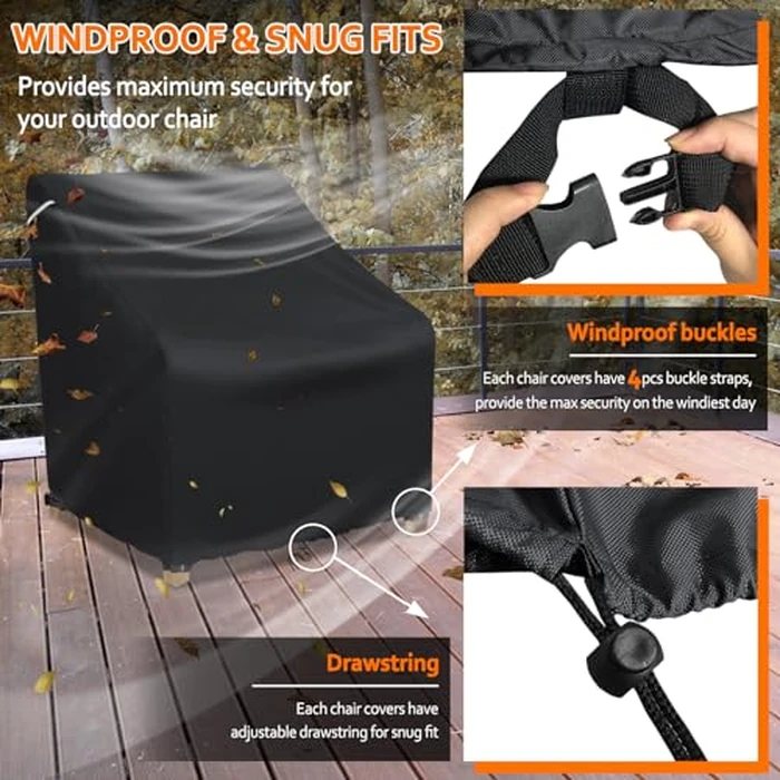 STARTWO Patio Chair Covers Outdoor Furniture Covers Waterproof Fit for 32"Lx 37" W x 36"H, Lounge Deep Seat Cover, Heavy Duty Chair Covers for Lawn Furnitures, Black by STARTWO - Image 5
