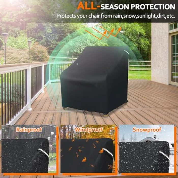 STARTWO Patio Chair Covers Outdoor Furniture Covers Waterproof Fit for 32"Lx 37" W x 36"H, Lounge Deep Seat Cover, Heavy Duty Chair Covers for Lawn Furnitures, Black by STARTWO - Image 7