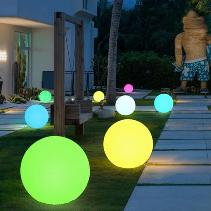 Large LED Glowing Ball Light, 20-in Outdoor LED Garden Orb Lights, Rechargeable Globe Lights RGB Color Changing Globe Floor Lamp Mood Lamp w/Remote, Waterproof Light Up Ball Light for Patio Lawn Decor by KEROVI - Image 9