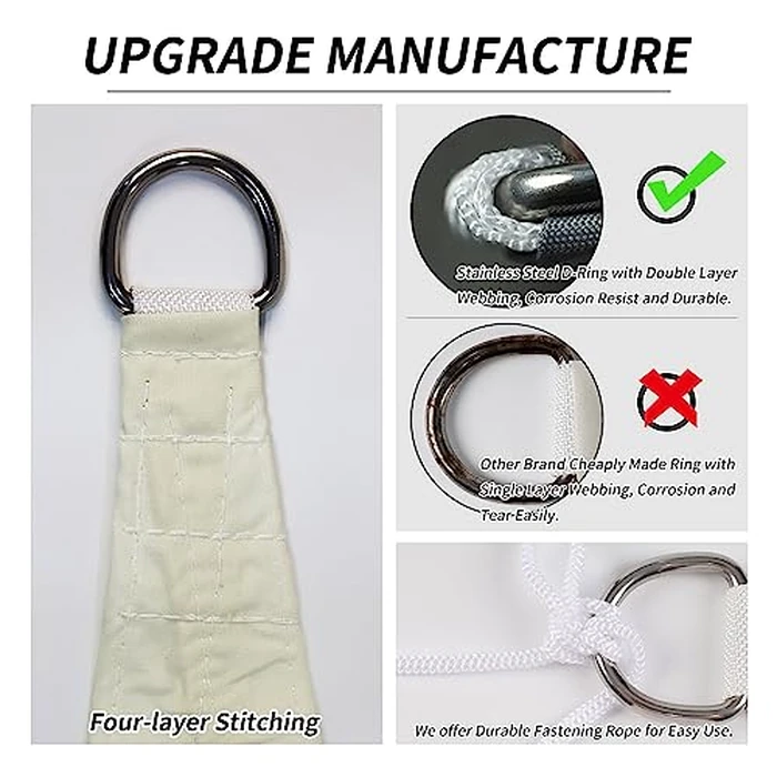 RICHIE Upgrade 12'x16' Sun Shade Sail Rectangle Canopy, Water Resistant & UV Block Sunshade for Outdoor Patio Lawn Beach Garden Carport Backyard Deck Pergola, Beige by RICHIE - Image 4