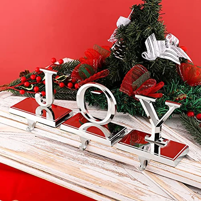 MCEAST Pack of 3 Christmas Stocking Holders Metal Mantel Stocking Clips Fireplace Stocking Hangers for Christams Decoration, Silver by MCEAST - Image 4