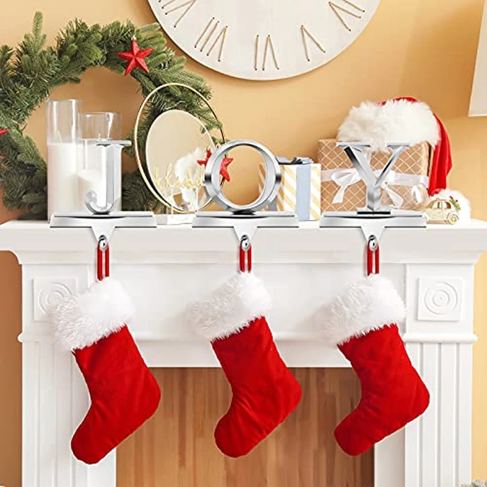 MCEAST Pack of 3 Christmas Stocking Holders Metal Mantel Stocking Clips Fireplace Stocking Hangers for Christams Decoration, Silver by MCEAST - Image 6