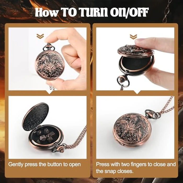 Banloga D&D Dice Set,7PCS Metal Dice for Dungeons and Dragons,Mini Dice Set with Pocket Watch Case,Role Playing Board Games Accessories (Dragon, Copper) by banloga - Image 4