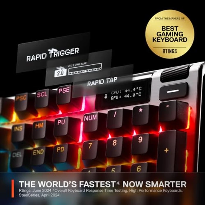 SteelSeries Apex Pro Gen 3 OmniPoint 3.0 HyperMagnetic Switches - Adjustable Actuation - Rapid Trigger - Game-Ready Presets - Protection Mode - Rapid Tap/SOCD - OLED - RGB - PBT Keycaps - USB-C by SteelSeries - Image 2