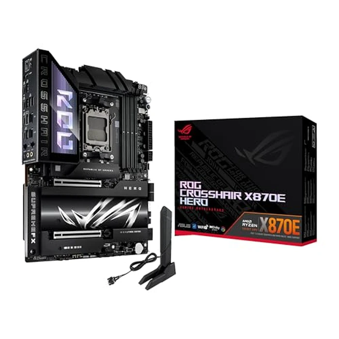 ASUS ROG Crosshair X870E Hero AMD X870E AM5 ATX Motherboard, Advanced AI PC Ready, 18+2+2 Power Stages, DDR5, PCIe(R) 5.0, 5X M.2, Wi-Fi 7, USB4(R), AI Overclocking, Core Flex, PCIe Slot Q-Release Slim by ASUS - Used - Very Good condition