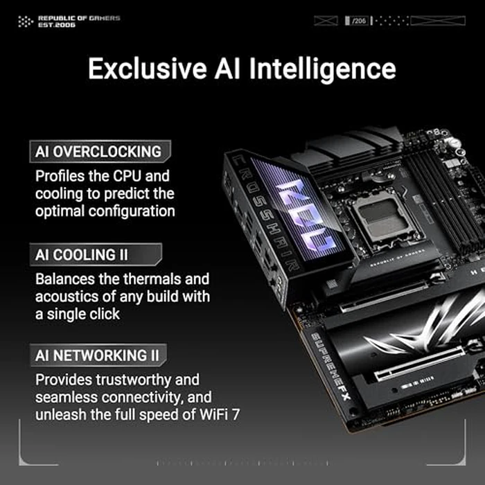 ASUS ROG Crosshair X870E Hero AMD X870E AM5 ATX Motherboard, Advanced AI PC Ready, 18+2+2 Power Stages, DDR5, PCIe(R) 5.0, 5X M.2, Wi-Fi 7, USB4(R), AI Overclocking, Core Flex, PCIe Slot Q-Release Slim by ASUS - Image 2