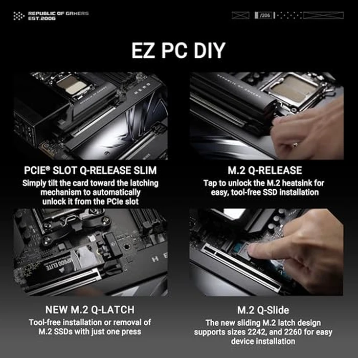 ASUS ROG Crosshair X870E Hero AMD X870E AM5 ATX Motherboard, Advanced AI PC Ready, 18+2+2 Power Stages, DDR5, PCIe(R) 5.0, 5X M.2, Wi-Fi 7, USB4(R), AI Overclocking, Core Flex, PCIe Slot Q-Release Slim by ASUS - Image 5