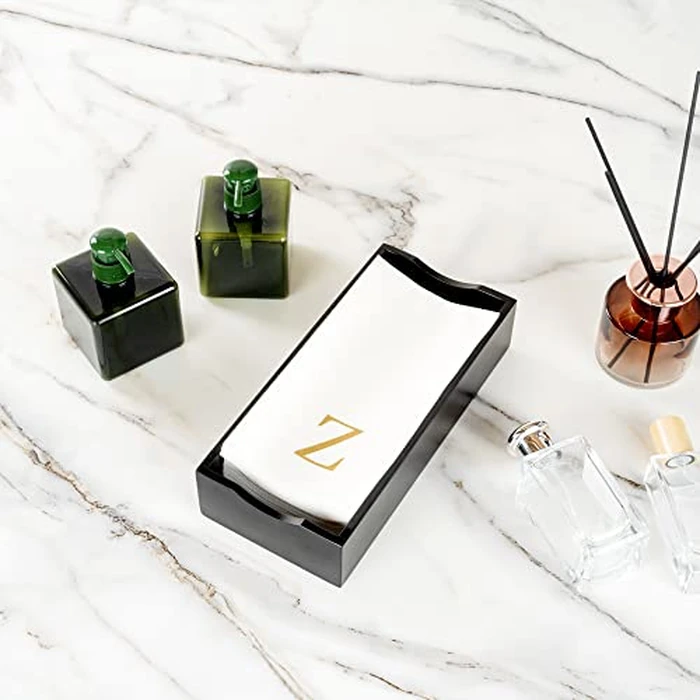 Luxenap 15.8 X 7.9 Inch Linen-Feel Guest Towels, 50 Lettered Hand Towels - Gold Letter 'Z', Sans Serif Font, White Paper Dinner Napkins, airlaid, For Restrooms And Tables - Restaurantware by Restaurantware - Image 8