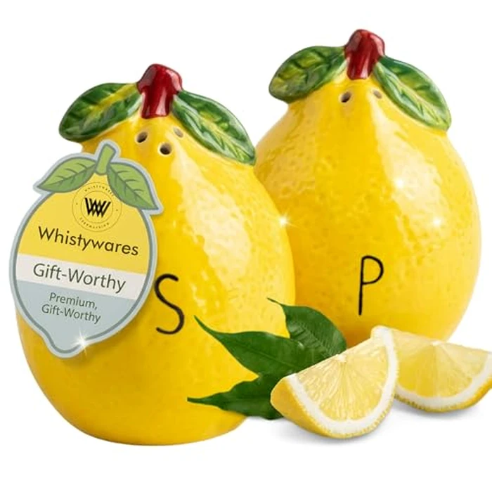 Whistywares Lemon Salt and Pepper Shakers Set - Colorful Ceramic Design - 200ml, 105g - Non-Fading, Dishwasher Safe, Easy Refill - Stable Base - Citrus Kitchen Essential, Home Decoration by WW WHISTYWARES - Image 2