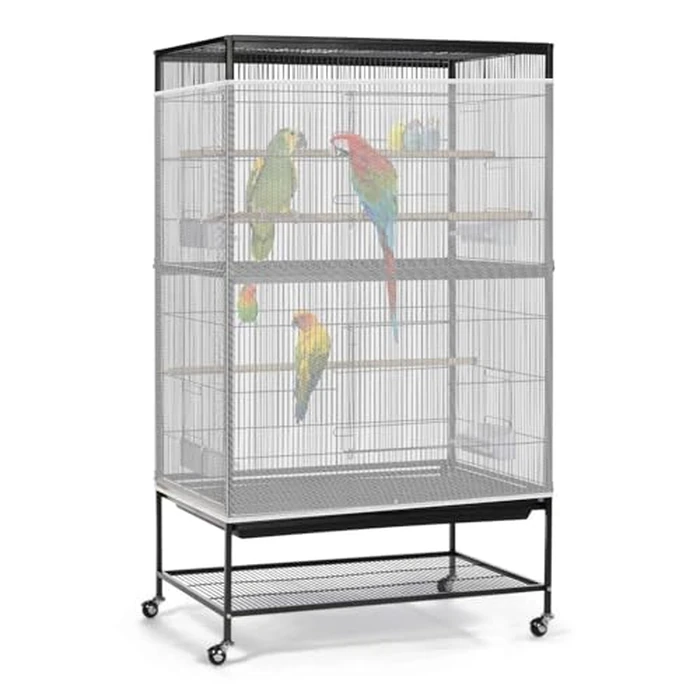 Bissap Bird Cage Seed Catcher, 90-118‘’ Universal Birdcage Net Nylon 31.8'' H Adjustable Elastic Band Stretchy Skirts Mesh Cover for Parrot Cage Seed Guard (Not Include Birdcage)- White by Bissap - Used - Acceptable condition - CA$4.56