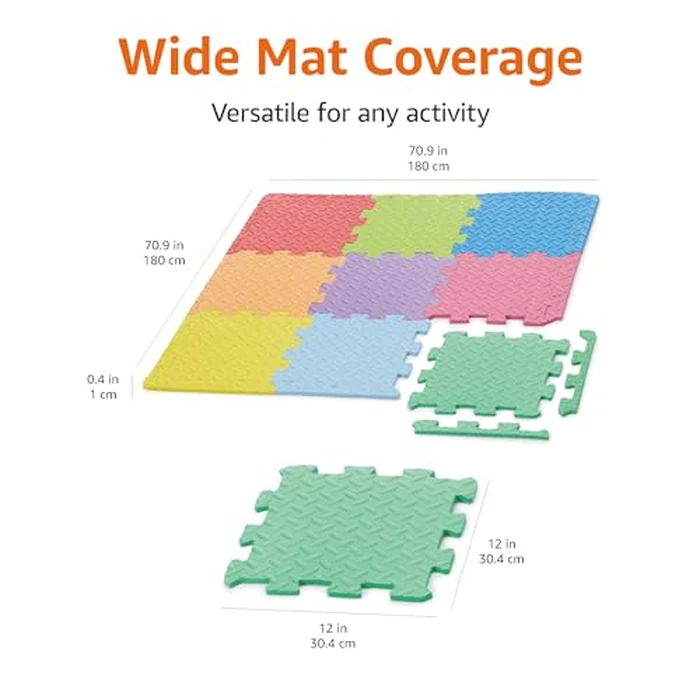 Amazon Basics Kids Puzzle Exercise Interlocking Play Mat, EVA Foam - 36 Tiles, 12" x 12", 54 Borders by Amazon Basics - Image 3
