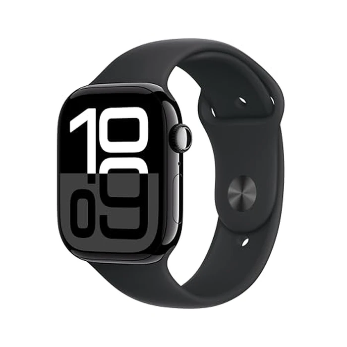Apple Watch Series 10 [GPS 46mm case] Smartwatch with Jet Black Aluminum Case with Black Sport Band - M/L. Fitness Tracker, ECG App, Always-On Retina Display, Water Resistant by Apple - Used - Like New condition - US$294.66