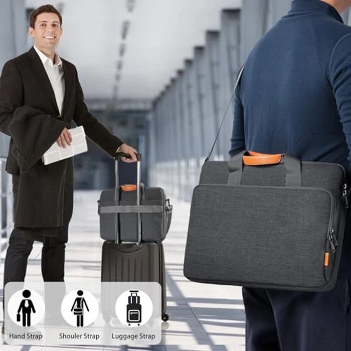 bagasin 15 15.6 16 inch Laptop Computer PC Shoulder Bag Carrying Case, Water-Repellent Fabric Briefcase, Lightweight Toploader, Business Casual or School by bagasin - Image 2