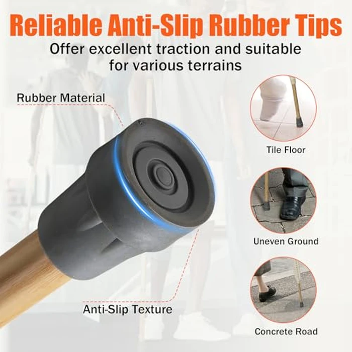 Aluminum Crutches for Adults, Pair of Height Adjustable Crutch (Fits 5'0" - 5'10"), Universal & Lightweight Crutches for Kids, Women, Includes Padded Underarm Cushions, Rubber Tips, 300 lbs Capacity by UIABOPZ - Image 5