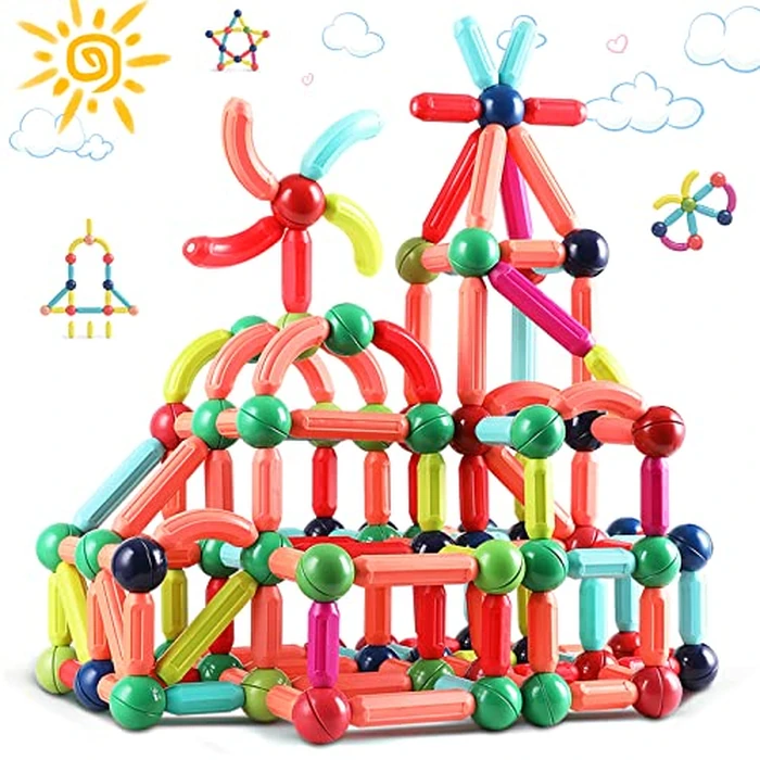 BAKAM Magnetic Building Blocks for Kids Ages 4-8, STEM Construction Toys for Boys and Girls, Large Size Magnetic Sticks and Balls Game Set for Kid’s Early Educational Learning (64PCS) by BAKAM - Image 8