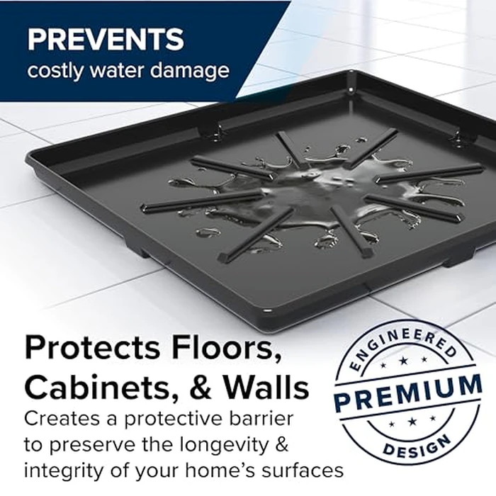 Camco 20750 Washing Machine Drain Pan with PVC Fitting, 30-Inch x 32-Inch, Graphite - Protects Your Floors from Washing Machine Leaks - Easy to Use by Camco - Image 4