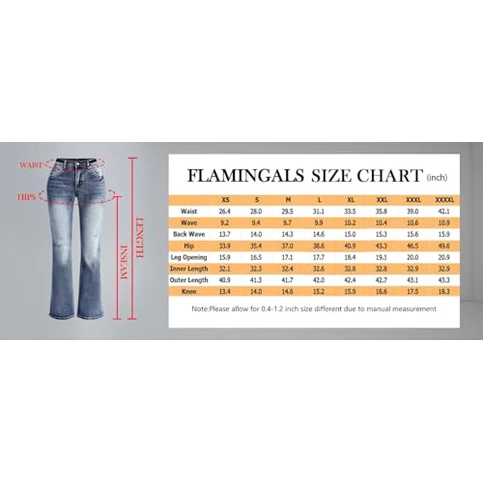 Flamingals Boot Cut Jeans for Women Trendy Stretch Jeans Butt Lifting Tummy Control Denim Pants Dark Blue Wash L by Flamingals - Used - Like New condition