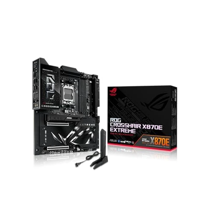 ASUS ROG Crosshair X870E Extreme AMD X870E AM5 E-ATX Gaming Motherboard - 20+2+2 Power Stages, DDR5, PCIe 5.0, 5X M.2, 5G & 10G LAN, Wi-Fi 7, USB4 Type-C, 5” LCD, AI Overclocking & Networking by ASUS - Image 1