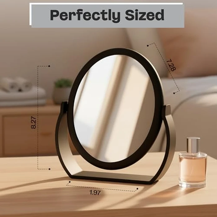 Danielle Creations Oval Soft Touch Vanity Mirror, Black, 1x/7x Magnification Makeup Mirror with Stand, Tabletop & Desk Mirror for Bathroom, Bedroom, Portable Beauty Use by DC DANIELLE - Image 3