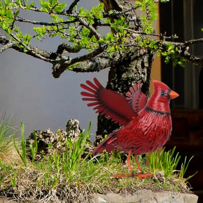 hogardeck Cardinal Garden Decor Outdoor Statues, Large Metal Red Bird Standing Yard Art, Lawn Sculptures Ornaments for Outside Patio Backyard, Holiday Sympathy Gifts for Grandma Mom by hogardeck - Image 7