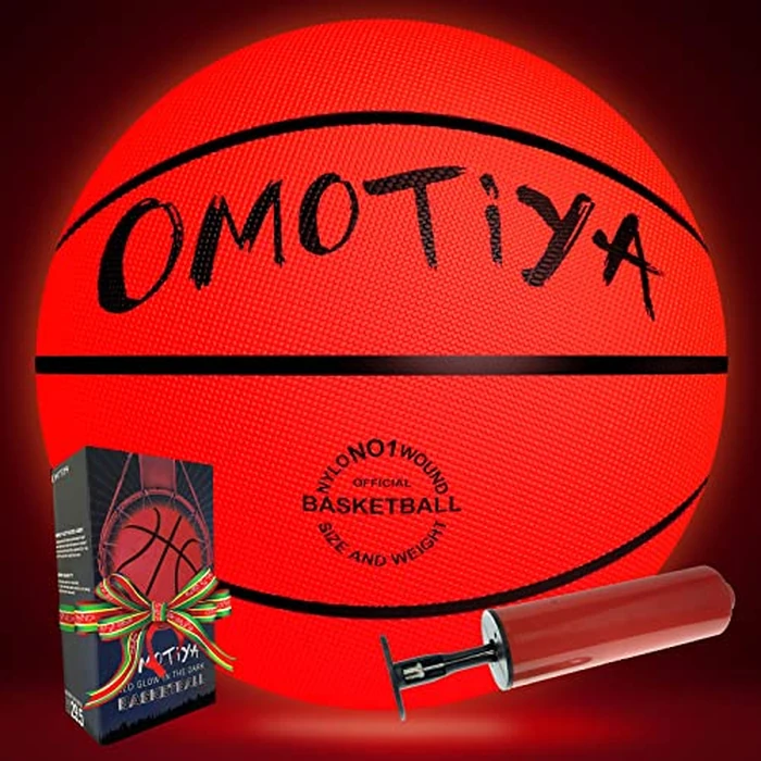 OMOTIYA Glow in The Dark Basketball, LED Light Up Basketball, Night Glowing Ball, Cool Sports Gear 8-12 Year Old, Toy Basketball Gifts Ideas & Games for Age 8, 9, 10, 11, 12, 13+ Kid Teens Boys Girls by OMOTIYA - Image 1