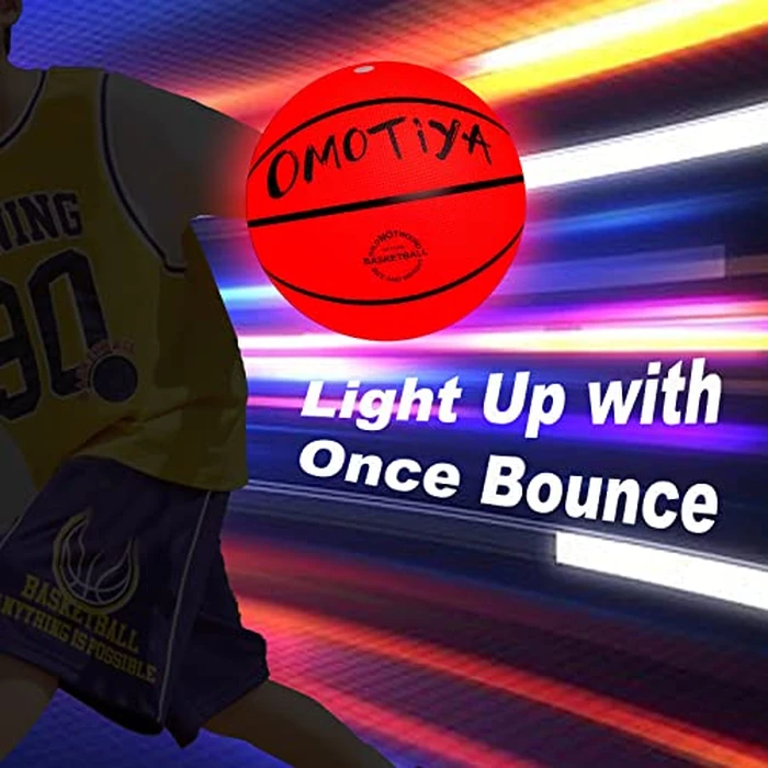 OMOTIYA Glow in The Dark Basketball, LED Light Up Basketball, Night Glowing Ball, Cool Sports Gear 8-12 Year Old, Toy Basketball Gifts Ideas & Games for Age 8, 9, 10, 11, 12, 13+ Kid Teens Boys Girls by OMOTIYA - Image 6