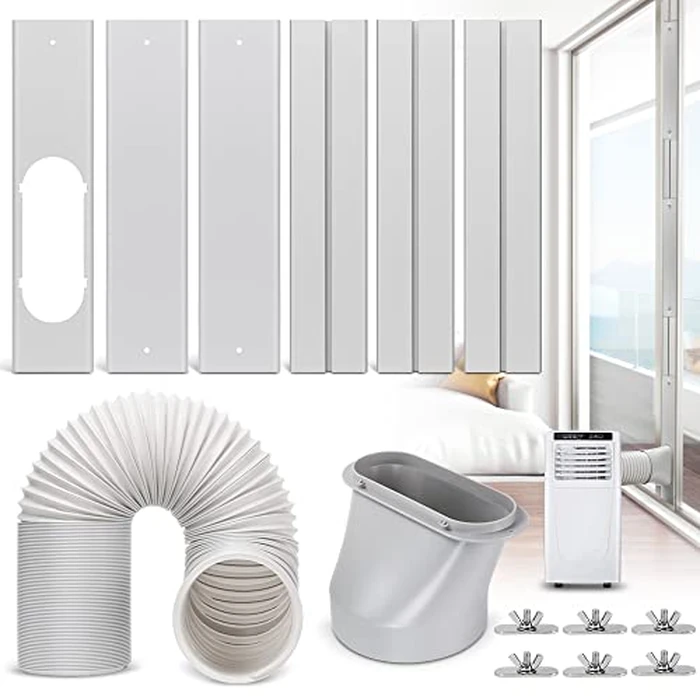 Kxuhivc Portable Air Conditioner Window Vent Kit, Adjustable Window Seal with 5.9 Inch Diameter, 78.7 Inch Length Exhaust Hose for A/C Unit Universal for Sliding Glass Doors by Kxuhivc - Image 1