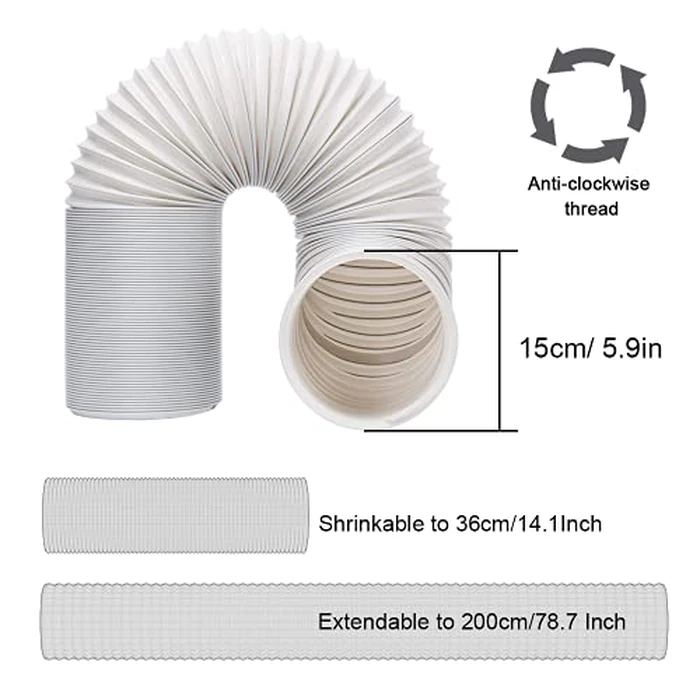 Kxuhivc Portable Air Conditioner Window Vent Kit, Adjustable Window Seal with 5.9 Inch Diameter, 78.7 Inch Length Exhaust Hose for A/C Unit Universal for Sliding Glass Doors by Kxuhivc - Image 3