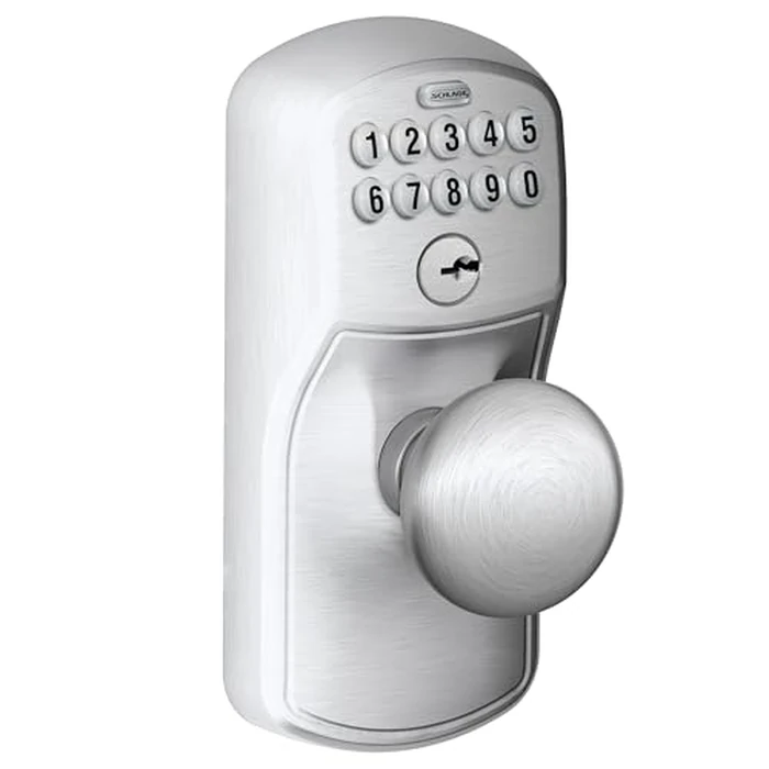 Schlage Plymouth Keypad Lock with Lever Handle, Electronic Keyless Door Entry, Auto‑Lock Enabled, Satin Chrome, FE575 PLY 626 JAZ by SCHLAGE - Image 2