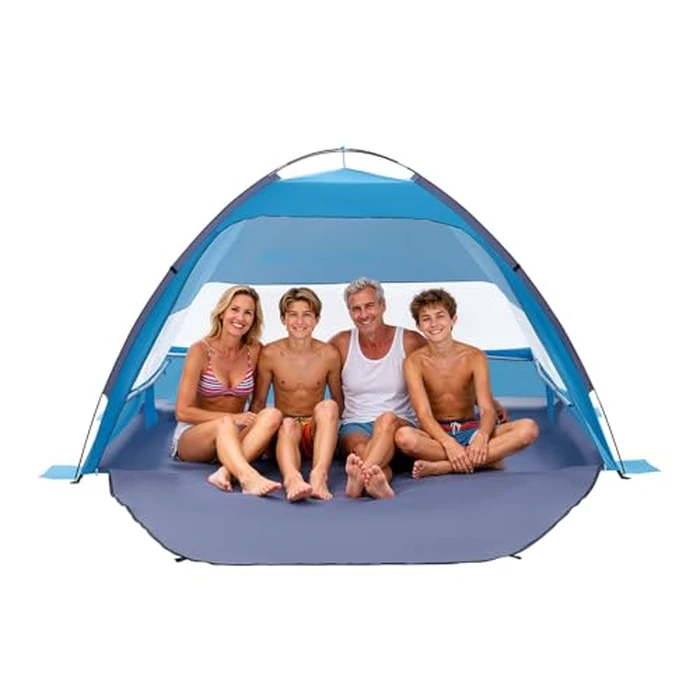 VEVOR Beach Tent Sun Shelter for 4 Person, UPF 50+ Protection, Portable Sun Shade Canopy with Carrying Bag & Sand Pockets, Lightweight and Easy Setup Beach Umbrella for Camping Fishing Outdoor Picnic by VEVOR - Used - Very Good condition - CA$50.09