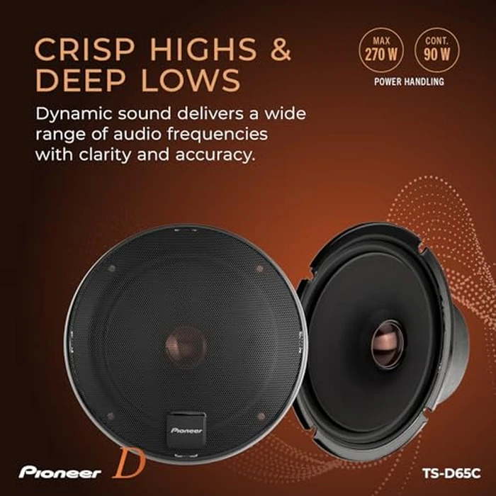 PIONEER D-Series TS-D65C 6.5” 2-Way Speakers (Pair) - 270W Max, Crisp Highs + Clear Vocals, Ideal Factory Upgrade, Add an Amplifier for Even Better Performance by PIONEER - Image 4