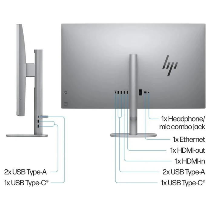HP OmniStudio X 27-CS1000T AIO Desktop Next Gen AI PC 27" - Intel Core Ultra 5 226V 2.1GHz - 256GB - Meteor Silver - 16GB RAM - 27 Inch by HP - Image 7