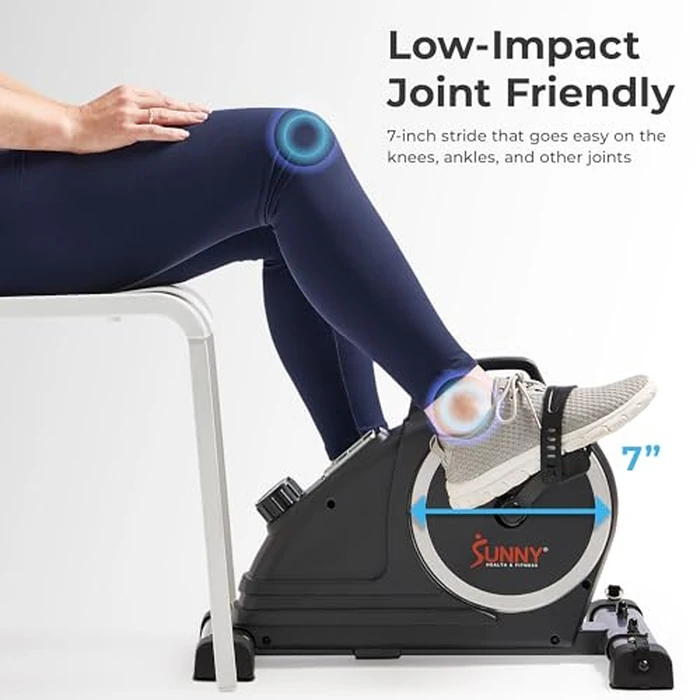Sunny Health & Fitness Magnetic Compact Under-Desk Mini Exercise Bike, Indoor Full Body Cardio Training Machine w/Resistance Bands, Pedal Exerciser w/Free SunnyFit App Connectivity - SF-B020026SMART by Sunny Health & Fitness - Image 5