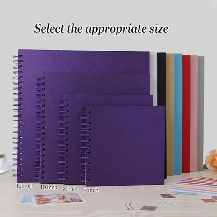Finksy 8 x 8 Inch DIY Scrapbook Photo Album Purple 40 Pages Hardcover Kraft Blank Memory Book for Wedding and Anniversary Family by Finksy - Image 3