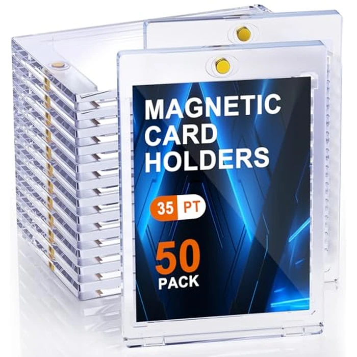 ToBeAce 50pcs Magnetic Card Holders for Trading Cards, 35pt One Card Holder Touch, Card Protectors Hard Plastic, U-V Protection Baseball Card Holder, Magnetic Card Case for Sports Cards,Standard Cards by ToBeAce - Used - Like New condition - US$20.21