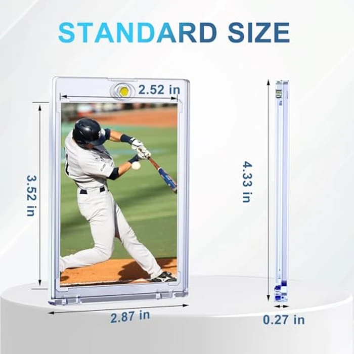 ToBeAce 50pcs Magnetic Card Holders for Trading Cards, 35pt One Card Holder Touch, Card Protectors Hard Plastic, U-V Protection Baseball Card Holder, Magnetic Card Case for Sports Cards,Standard Cards by ToBeAce - Image 2