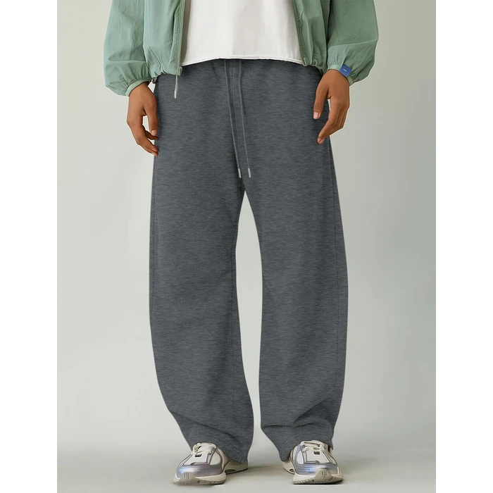 HeSaYep Men's Baggy Sweatpants Barrel Open Bottom Workout Fleece Sweat Pants Loose Casual Active Joggers Pants with Pockets Dark Grey M by HeSaYep - Image 3