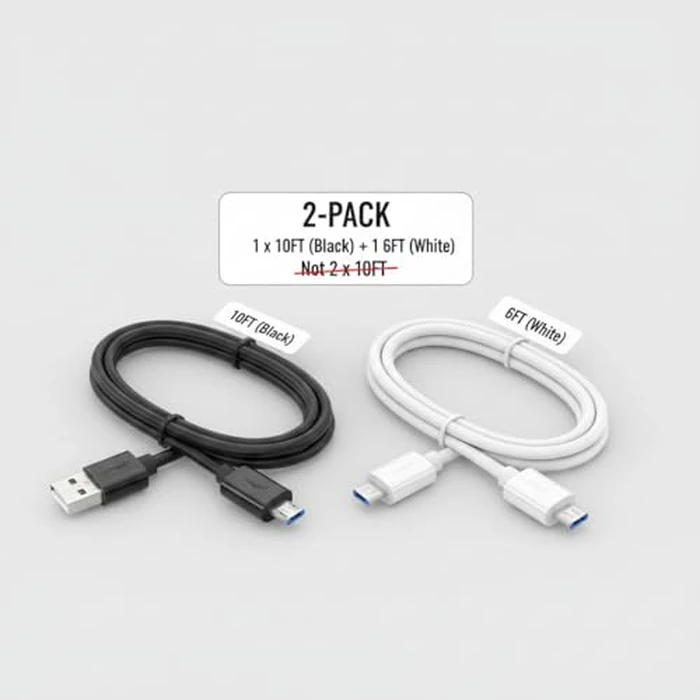 DEEGO Micro USB Cable, 2Pack Extra Long Android Charger Cable 10Ft 6Ft, Charger Cord Fast Android USB Charging Cable Compatible with Samsung Galaxy S7 Edge S6 S5 and More by DEEGO - Image 4