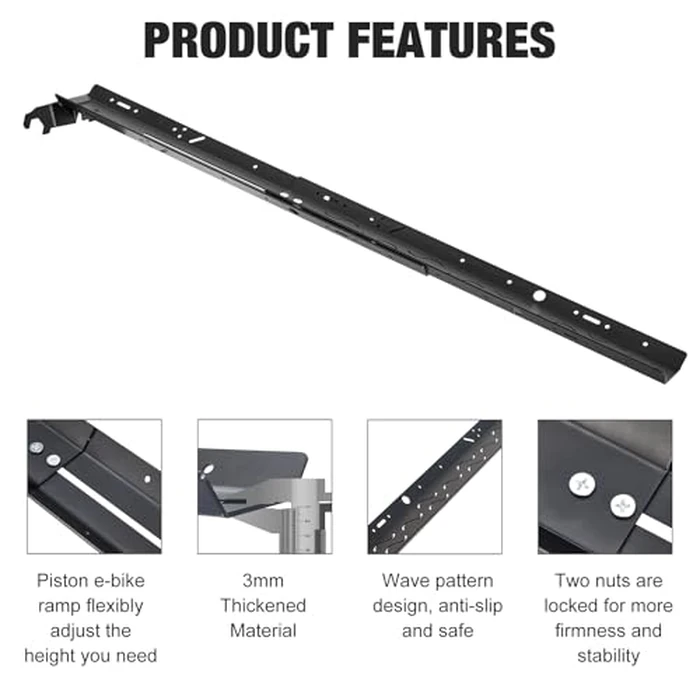 Heavy Duty Extendable Bike Ramp, Foldable Loading Ramp for Piston Pro/Pro X Rack, Fit for E-Bikes Fat Tires Mountain Bikes Mopeds, Compatible with Hitch-Mount Bike Rack Truck Trailer Tailgate by Bang4buck - Image 6