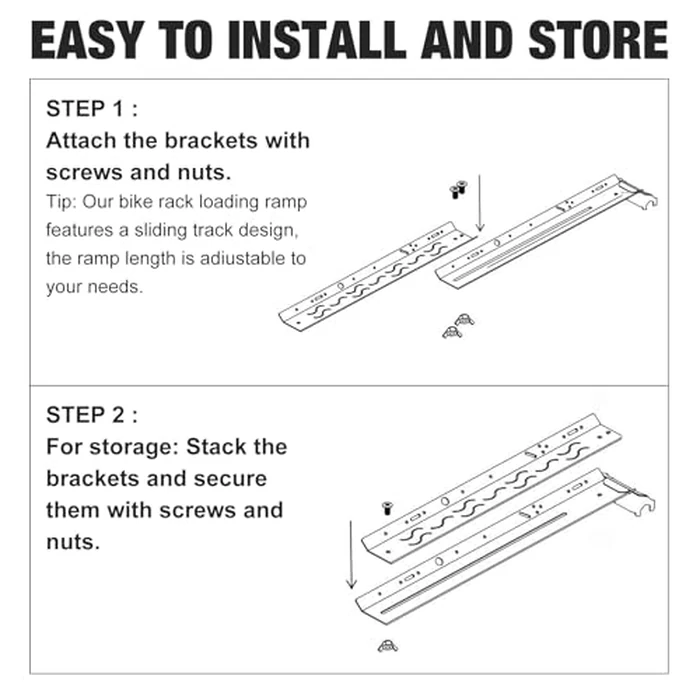 Heavy Duty Extendable Bike Ramp, Foldable Loading Ramp for Piston Pro/Pro X Rack, Fit for E-Bikes Fat Tires Mountain Bikes Mopeds, Compatible with Hitch-Mount Bike Rack Truck Trailer Tailgate by Bang4buck - Image 8