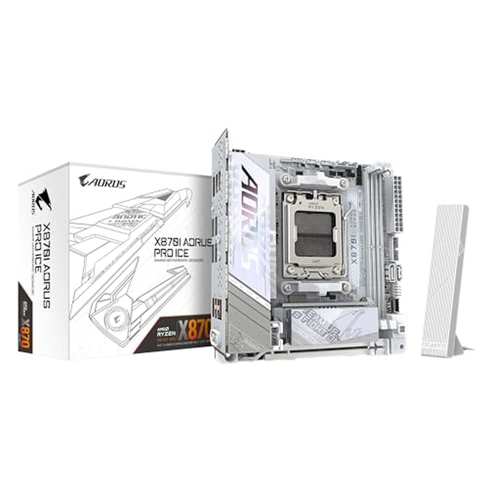 GIGABYTE X870I AORUS PRO ICE Motherboard - Supports AMD Ryzen 9000 Series CPUs, 8+2+1 Phases VRM, up to 8400MHz DDR5 (OC), 1xPCIe 5.0 M.2 + 1xPCIe 4.0 M.2, WI-FI 7, 2,5GbE LAN, USB 4 by GIGABYTE - Used - Very Good condition - US$215.59