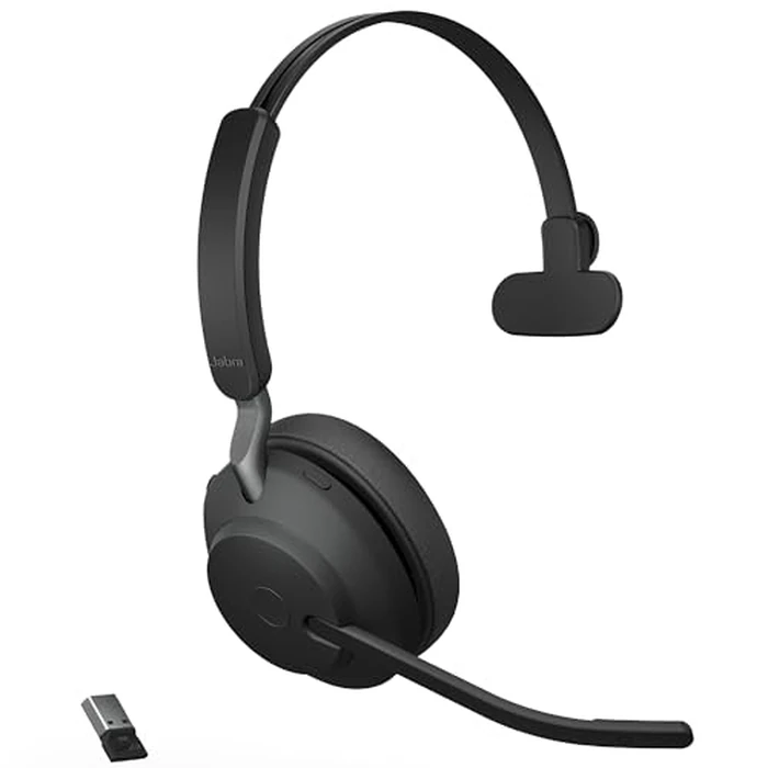Jabra Evolve2 65 MS Wireless Headset with Link380a, Mono, Black - Wireless Bluetooth Headset for Calls and Music, 37 Hours of Battery Life, Passive Noise Cancelling Headphones by Jabra - Used - Acceptable condition - US$145.89