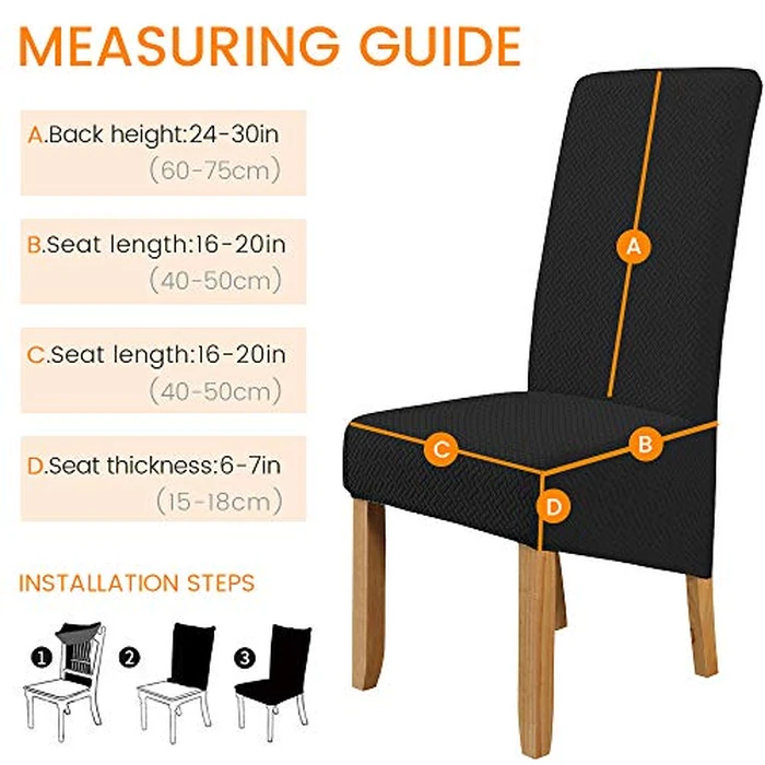 Large Size High Back Strench Knitted Dining Chair Covers Set of 6, Elastic Kitchen Chair Slipcovers Removable Nonslip for Hotel Dining Room Ceremony Banquet Wedding Party (Black, 6 Pack) by Elehealthy - Image 2