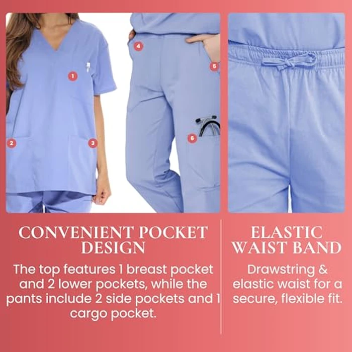 Just Love Women's Scrub Sets Six Pocket Medical Scrubs (V-Neck With Cargo Pant), Eggplant, 3X by Just Love - Used - Like New condition - US$25.77