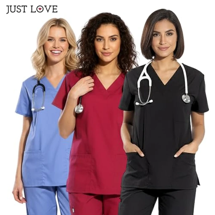 Just Love Women's Scrub Sets Six Pocket Medical Scrubs (V-Neck With Cargo Pant), Eggplant, 3X by Just Love - Image 2