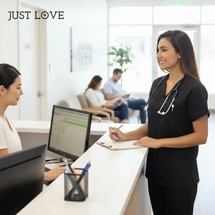 Just Love Women's Scrub Sets Six Pocket Medical Scrubs (V-Neck With Cargo Pant), Eggplant, 3X by Just Love - Image 3